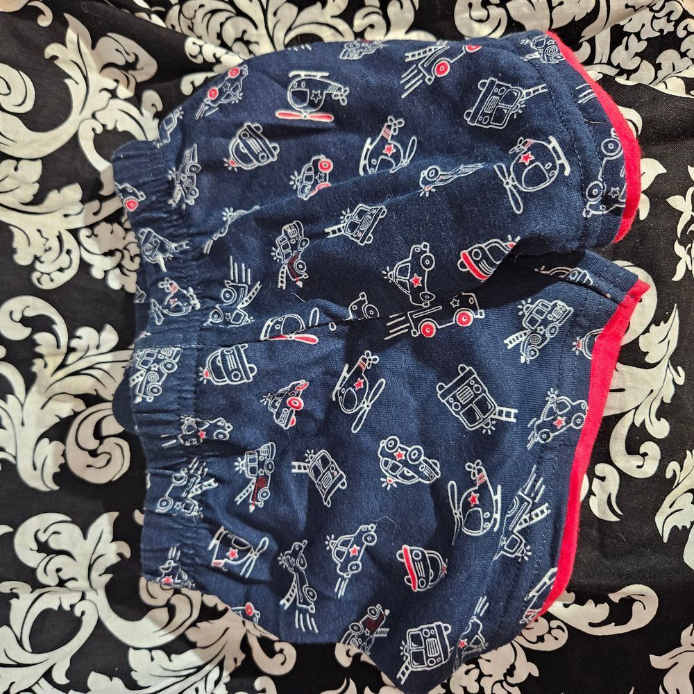 Garanimals Navy Blue Robot Print‎ Shorts with Red Trim Boys Summer Play Bottoms